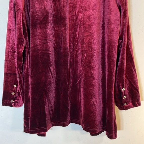 NWT. Futurino Large Burgundy Velvet Open Front Jacket. - Picture 14 of 15